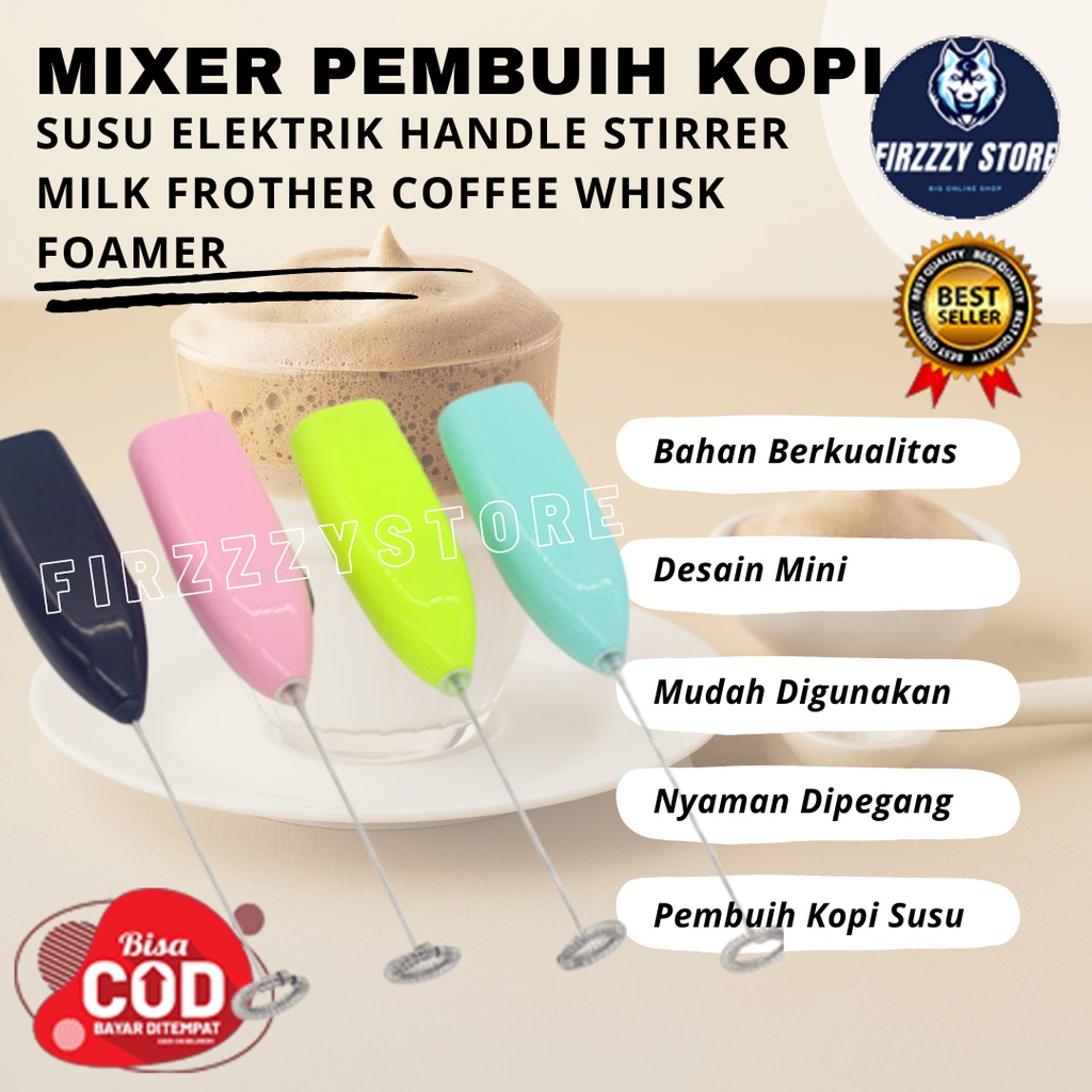 Mixer Pembuih Kopi Susu Elektrik Handle Stirrer Milk Frother Coffee Whisk Foamer