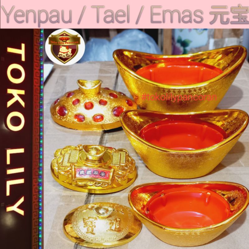 Yenpau Tael Emas / Gold Ingot / Uang Perahu Kuno / Candy Box Gold Ingot / Yenpao Permen