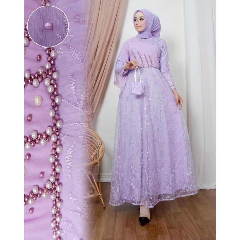 Permata Olshop / Gamis Flora / Gamis Muslimah Pesta Mewah / Kebaya Gamis Modern / Gamis Lebaran