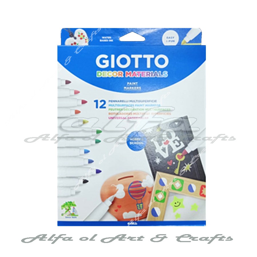 GIOTTO Decor Materials 12 Colours - Paint Markers - Spidol Permanent