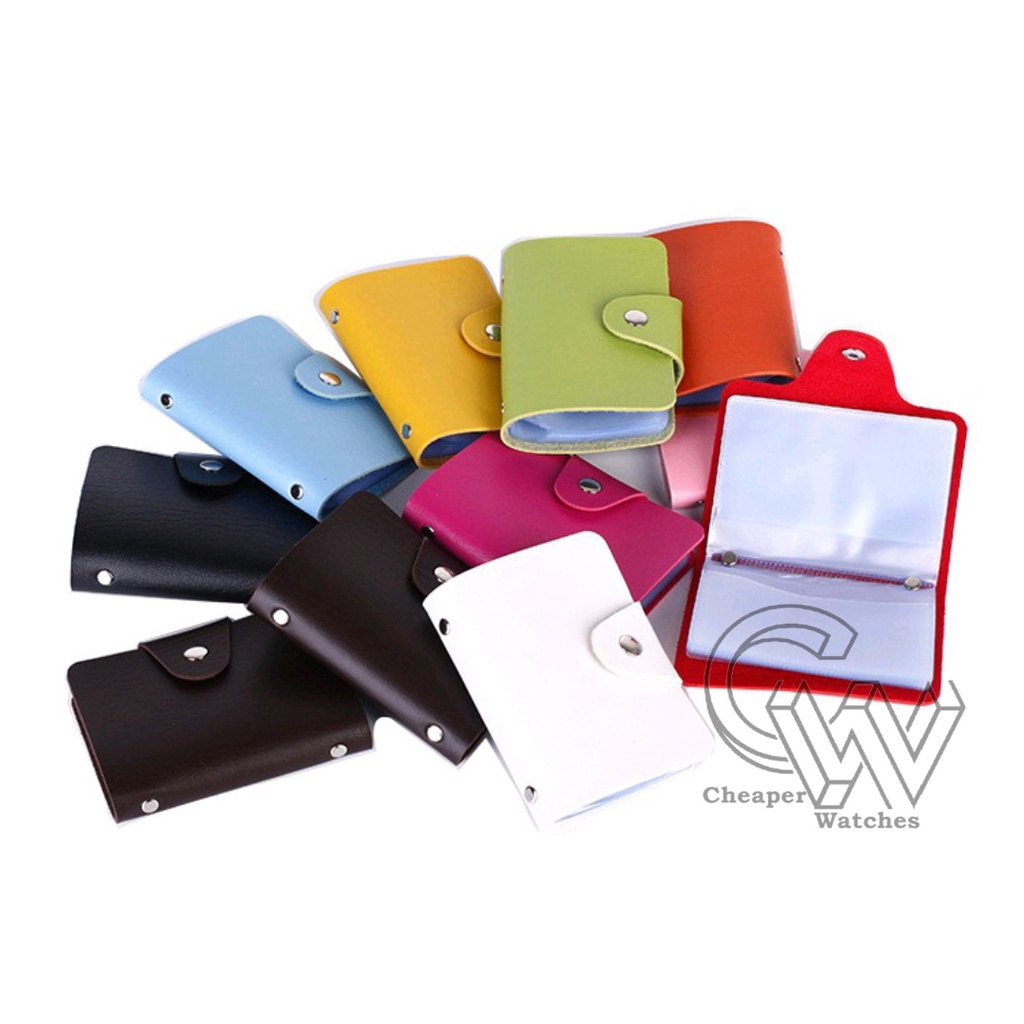 Cheaper-Dompet Kartu 24 Slot Card Holder Dompet Polos Bahan Kulit Sovenir