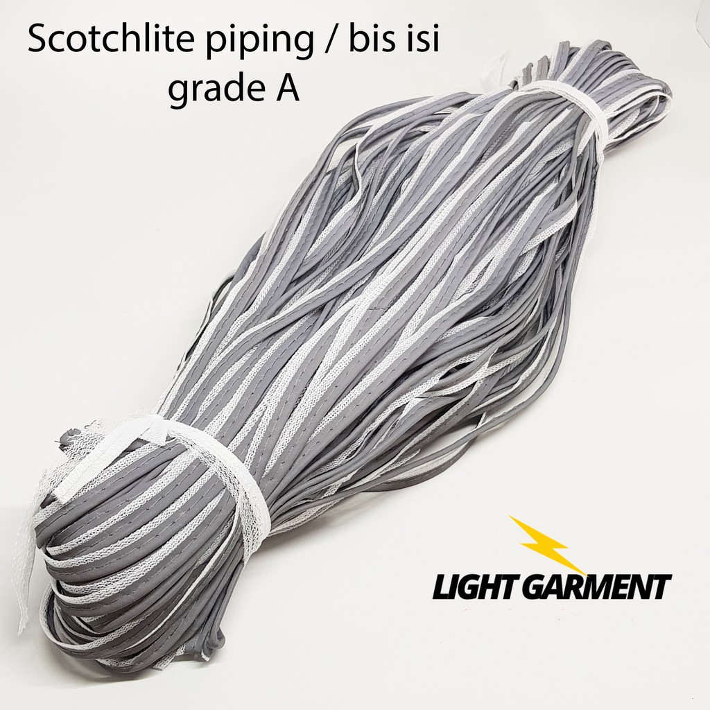 Tali Piping Scotchlite Skotlet Reflektor grade A isi 100 yard / bisban isi scotlight reflektif pemantul cahaya /lis baju