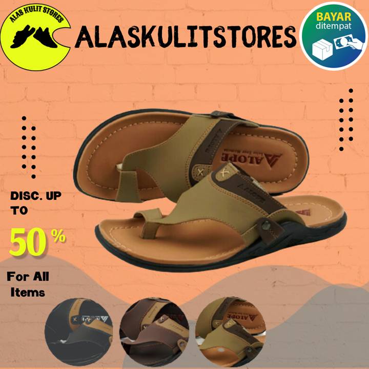 Sandal Kulit Pria Dewasa Import Terbaru Sendal Jepit Original 100% Selop Wanita Kasual Harian Murah 