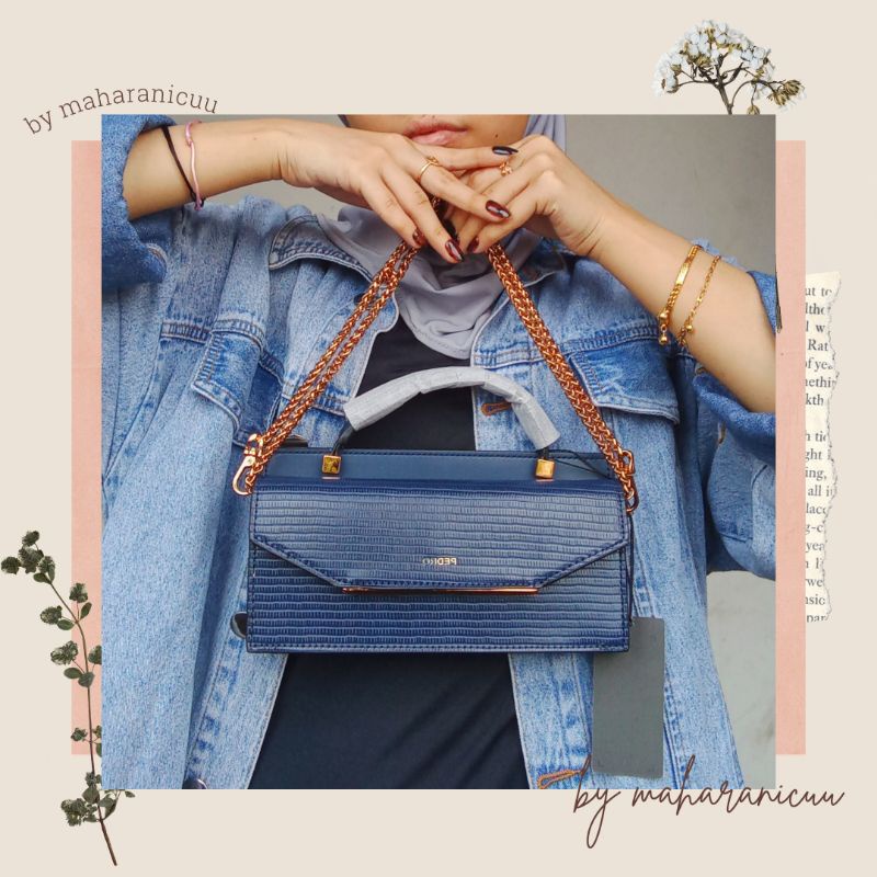 Tas Pedro Lizard Clutch Gift Set Include Box ( Navy )