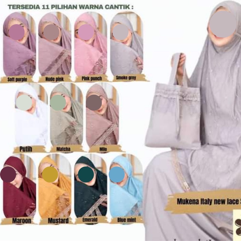 Mukena Dalanova Italy Original Dewasa - Baju Sholat Cantik Nyaman Tas Cantik