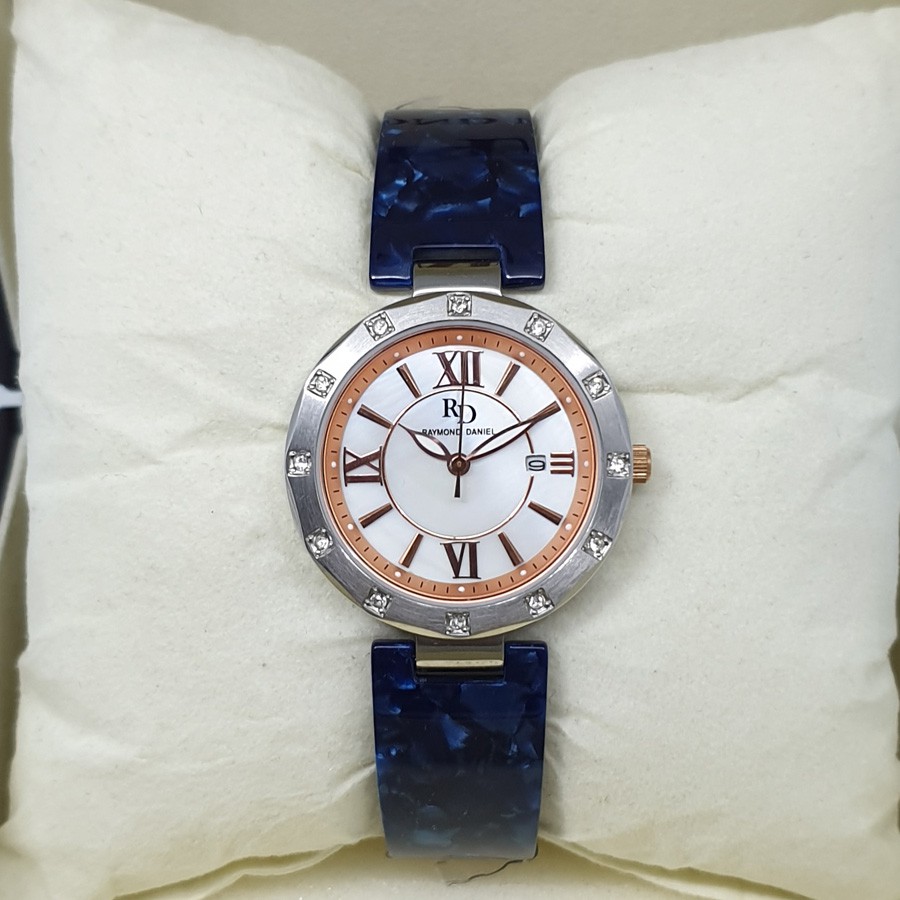 Raymond Daniel RD206 Silver Rosegold Akr.Biru ,Jam Tangan Wanita, Original