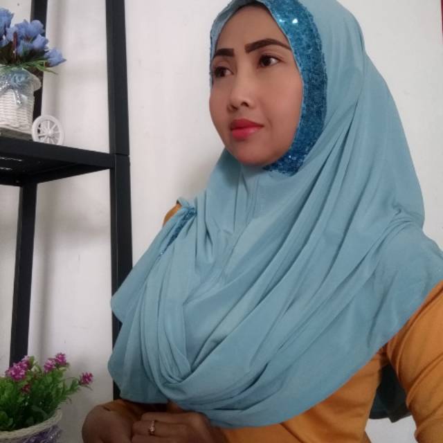 Pasmina instan jersey ory nisrina biru langit