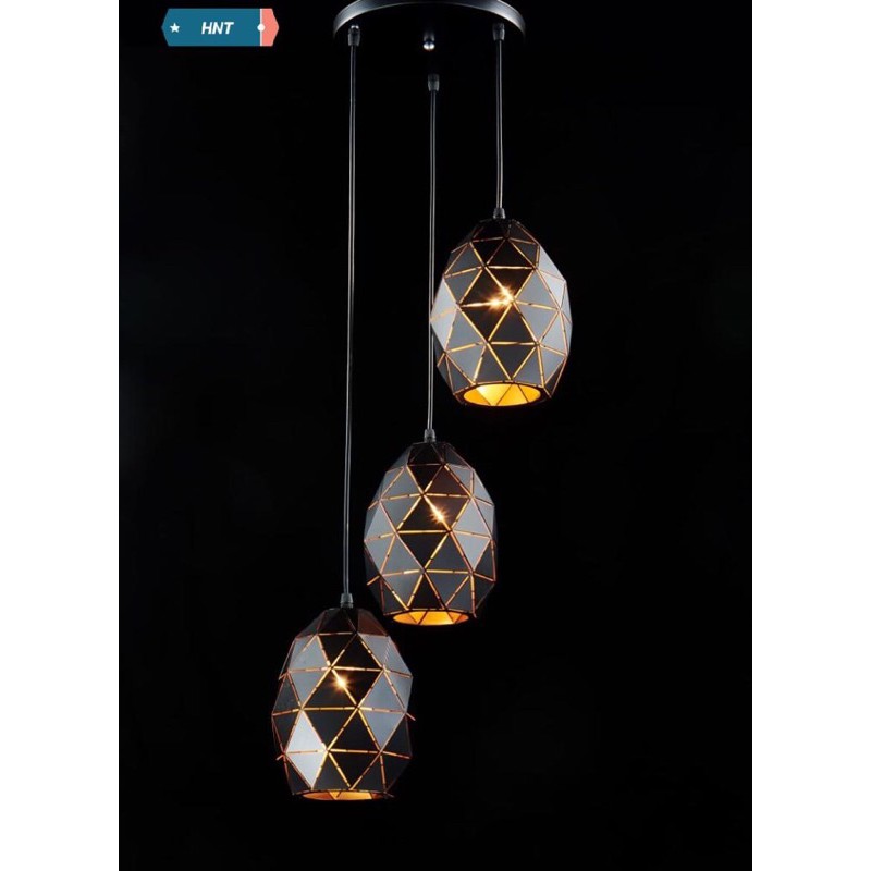 LAMPU GANTUNG HIAS MINIMALIS VINTAGE MEJA MAKAN 3 LAMPU ELEGAN