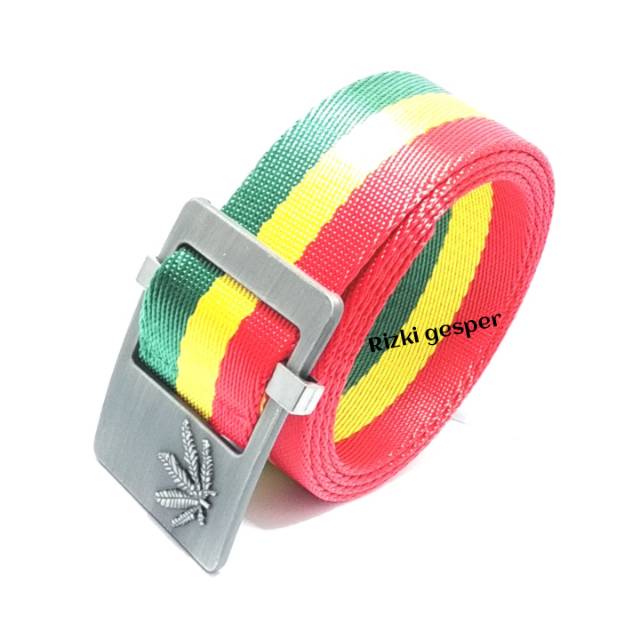 ikat pinggang pria-wanita kanfas motif rasta