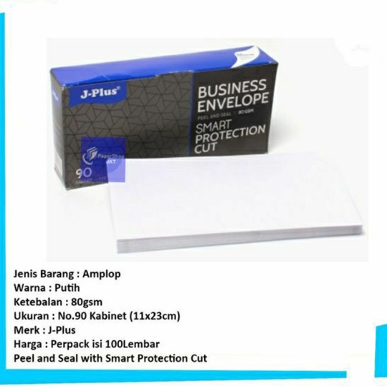 AMPLOP PUTIH PAPERLINE J PLUS J-PLUS DENGAN LEM 90 KABINET 100PCS NO WINDOW