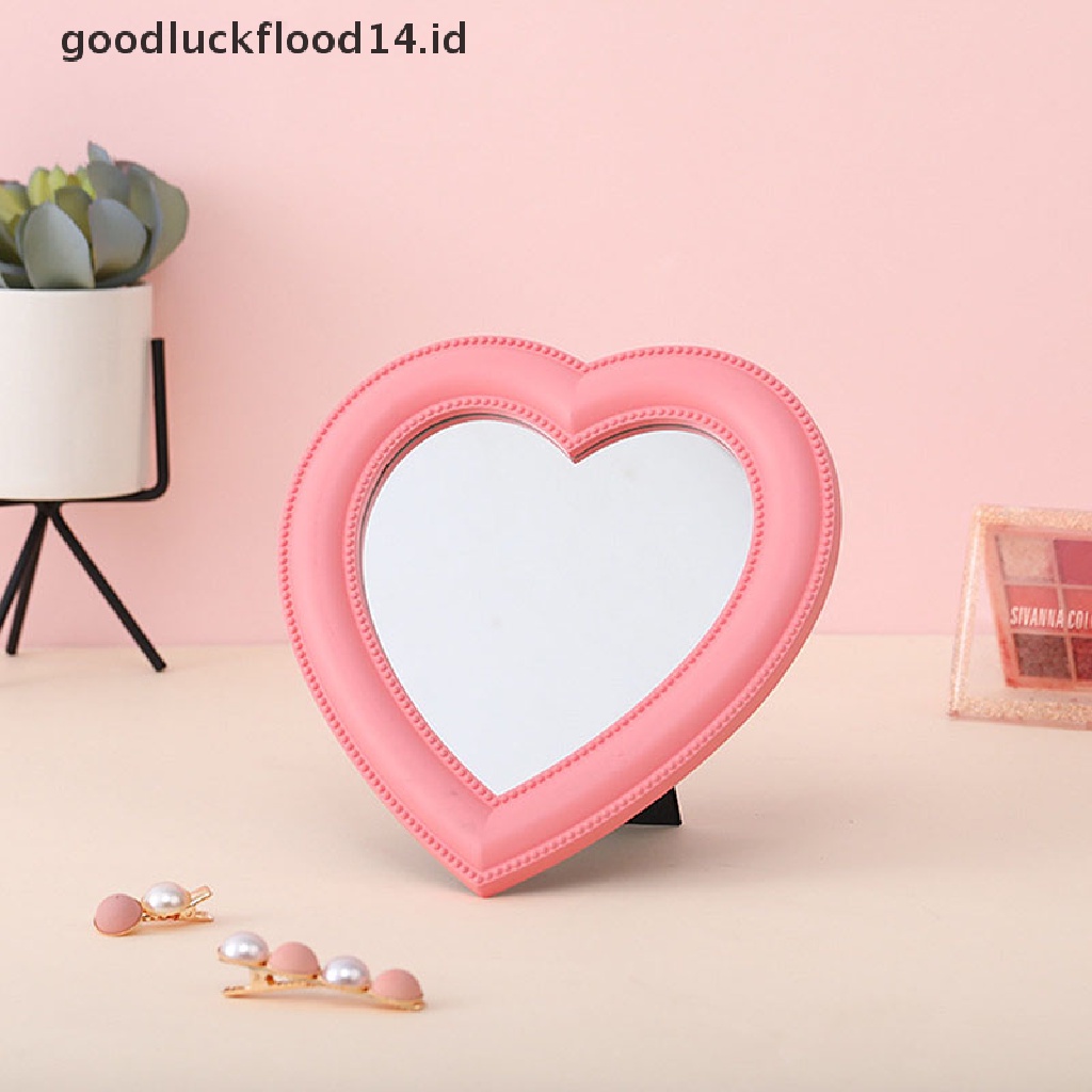 [OOID] Web Celebrity Cosmetic Mirror Mini Heart Student Dormitory Girl Mirror Portable ID