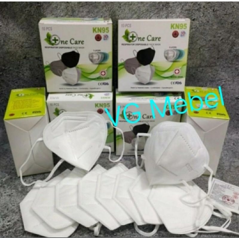 Masker KN95 Earloop 5 ply PUTIH Harga perkotak isi 10 pcs Merk ONE CARE