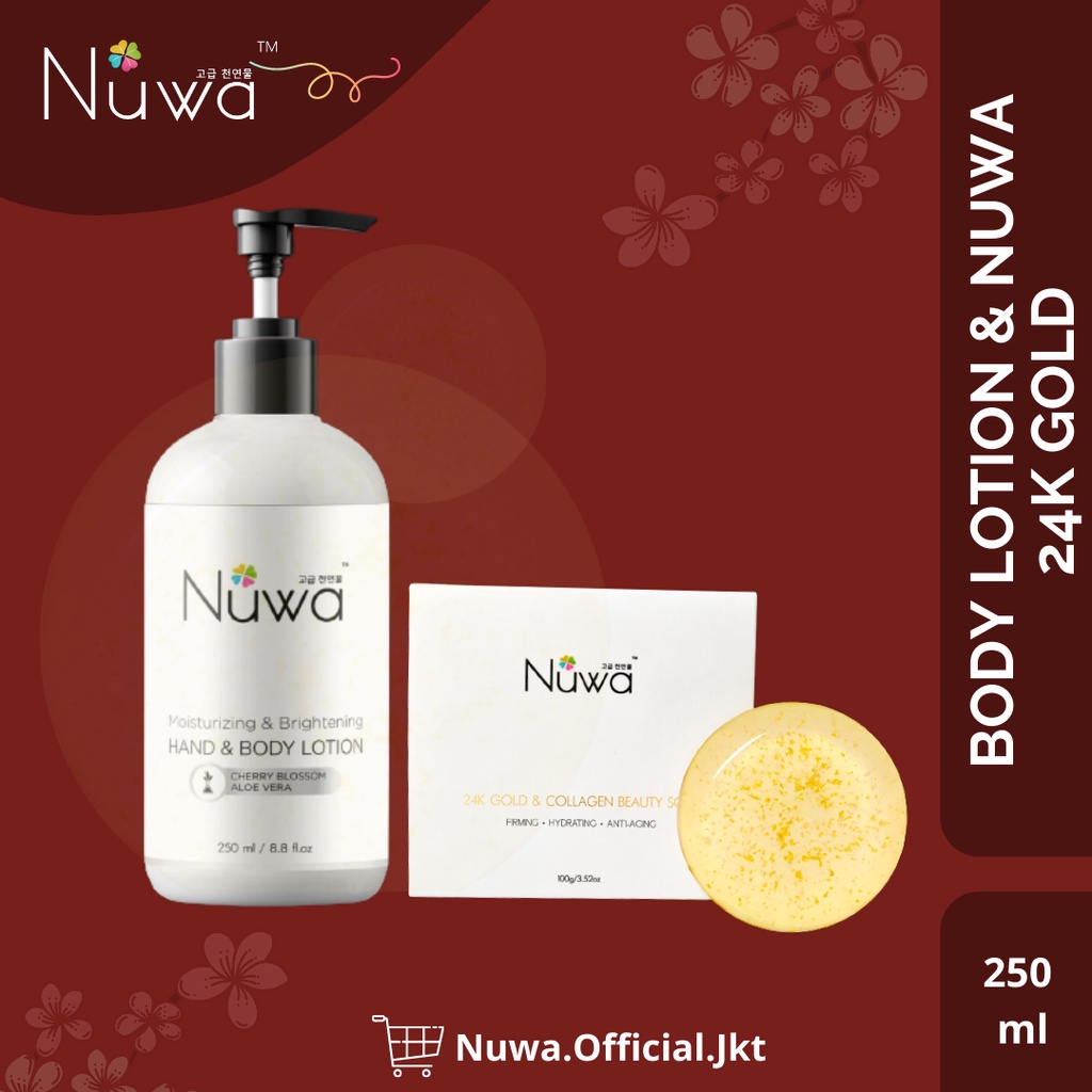 Paket Brightening & Whitening Nuwa Skincare Hand & Body Lotion & Sabun Korean Collagen Nuwa 24k