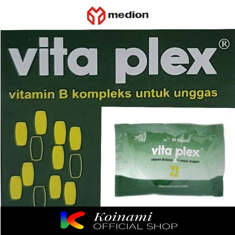 Vita Plex 50 Kaplet / Vitamin B kompleks Unggas / vitamin ayam bebek / Medion