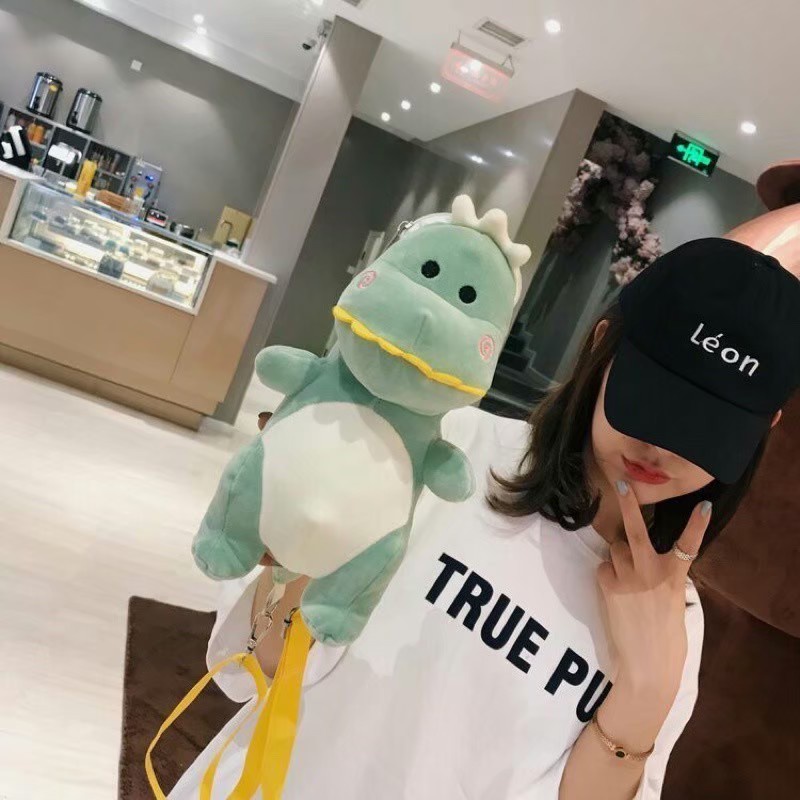 Tas Selempang Boneka Karakter Dinosaurus Kartun Bahan Plush Tas Selempang hp tas mini