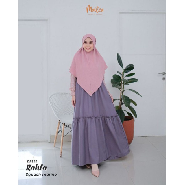 Gamis Rahla dress size XS-XXL ori Mailea busana muslim busui bahan ity crepe mix tiffany nyaman dipa