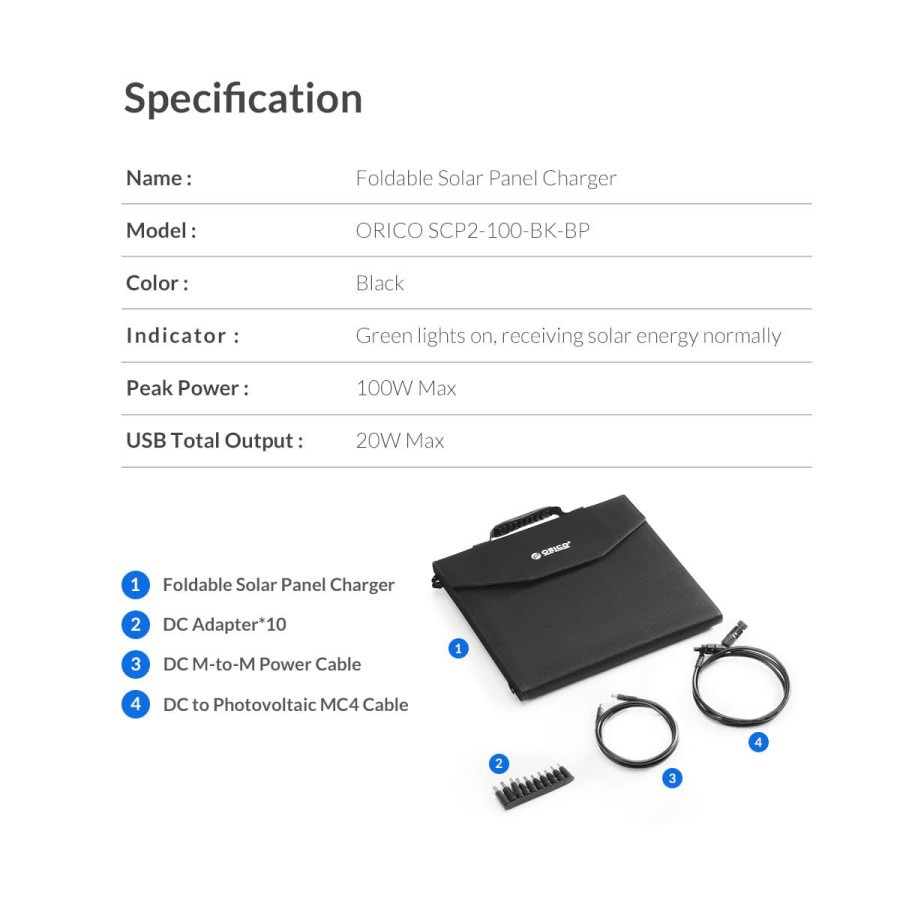 ORICO SCP2-100 Foldable Solar Panel Charger 100W