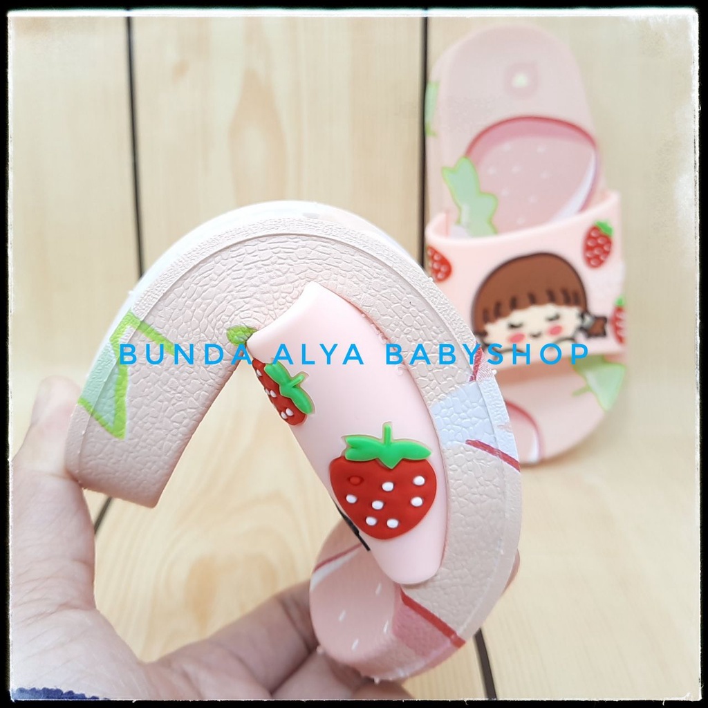 Sandal Anak Perempuan IMPORT Umur 3 4 Tahun Motif Kartun PINK Elastis - Sendal Anak Cewek Elastis Anti Licin Size 25 - 33