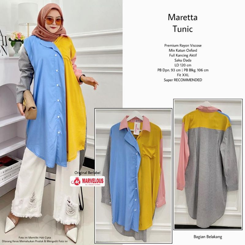 MARETTA TUNIK BY MARVELOUS (TUNIK WANITA) Tunik muslimah rekomeded