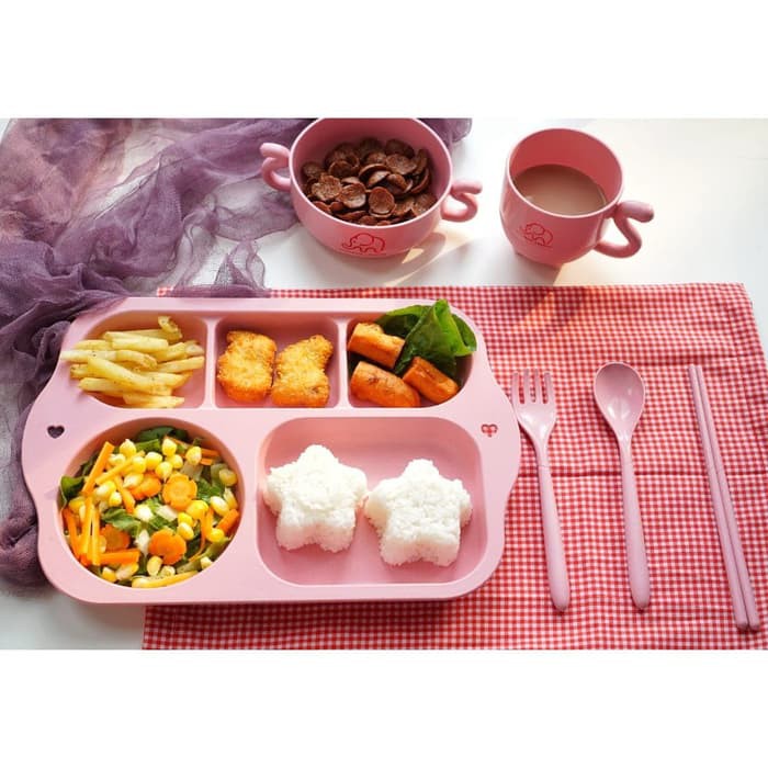 tableware / tempat makan set / higienis / eco friendly / go green / cream