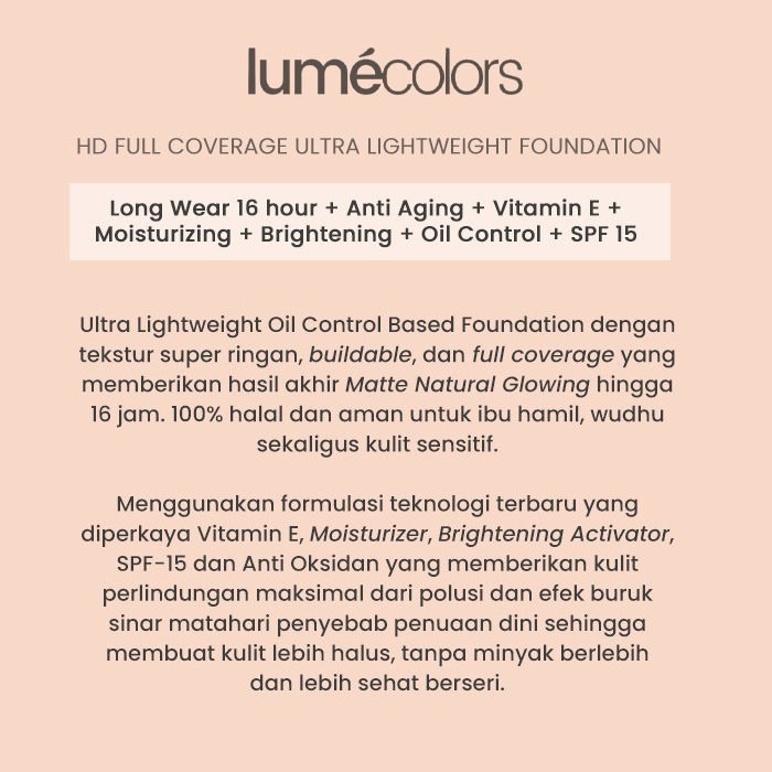 (Free Emas) Lumecolors HD Full Coverage Ultra Lightweight Foundation