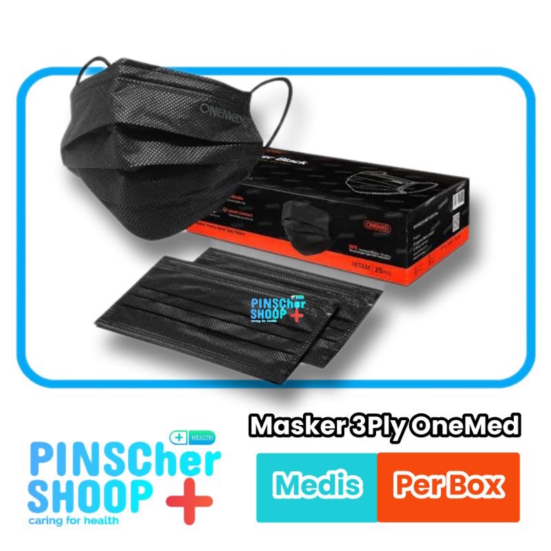 MASKER CANTOL EARLOOP ONEMED BLACK 3 PLY ISI 25
