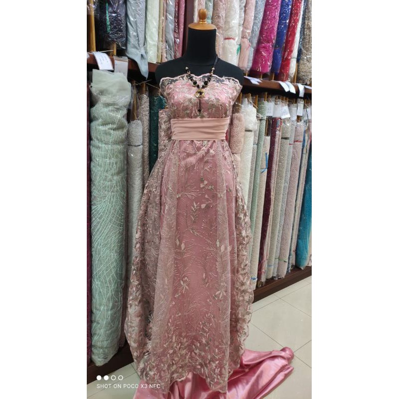 Kain Dress Tile Brokat Bunga Jarang Kebaya