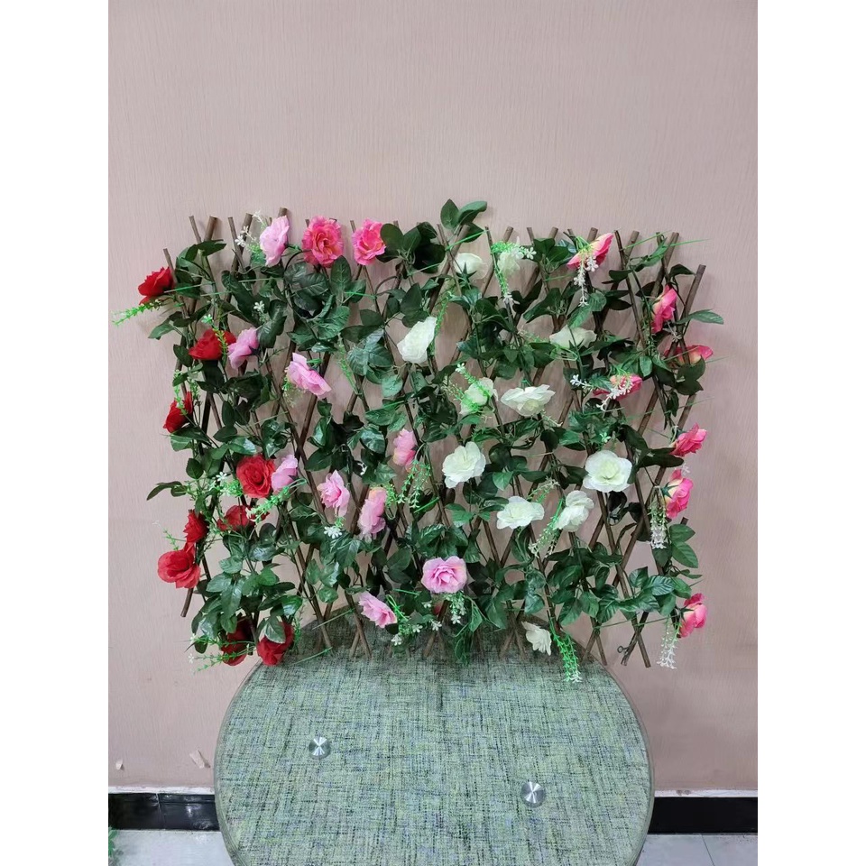 AND / COD / Bunga Mawar Matahari Hias Plastik Dekorasi Dinding Rumah Artificial Flowers Garden Trellis Wooden Fence PBP113