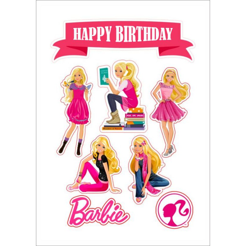 (PRODUK TERLARISSS) Perlengkapan Dapur Cake Topper Kertas Karakter Barbie