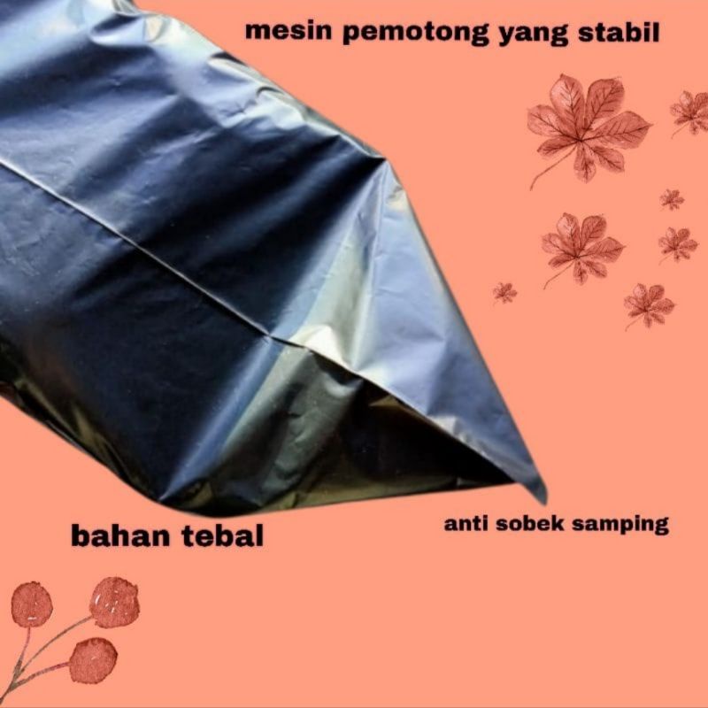 Kantong Plastilk Packing Polymailer Hitam + Lem sekat Anti Plong Murah