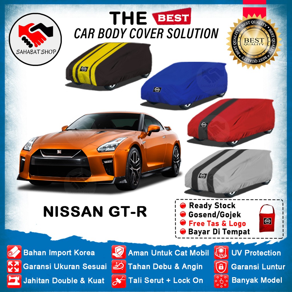 Sahabat Body Cover Mobil GTR / Sarung Penutup Nissan GTR Outdoor 2008 2009 2010 2011 2012 2013 2014 2015 2016 2017 2018 2019 2020 2021 Tutup Mantel Penutup Mantol Jas Kerudung Kelambu Terpal Pelindung Mobil Sedan GTR Anti Air Waterproof Model Biru