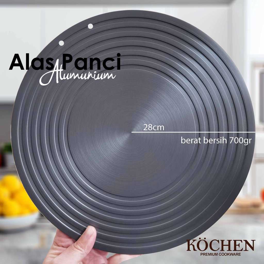 MYKOCHEN.INA Tray Plate 28cm Kochen Tatakan Kompor Plat Panci Alas Anti Gosong Anti Hitam Cemong Defrosting Defrost Makanan Alumunium Pelindung Bawah Wajan