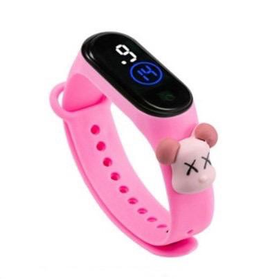 Jam Tangan Digital Elektronik Tahan Air Led Rubber IP67 Motif Kartun Anak Laki-laki Perempuan Pria Wanita Couple Dewasa Semua Umur Gelang JF061 JA006-PINK GLOOMY BEAR