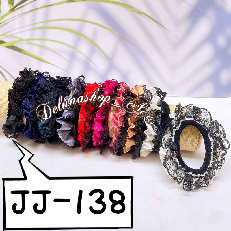 DELUNASHOP_ACC Ikat rambut donat karet korea motif renda renda karet donat