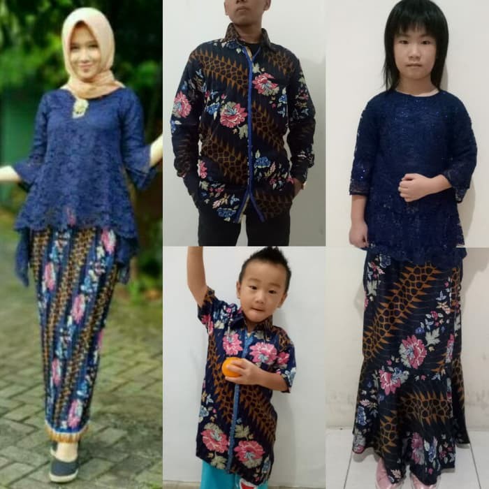COUPLE FAMILY KLRGA KEBAYA BIANCA IBU DAN ANAK+KEMEJA BATIK PANJANG AYAH DAN ANAK