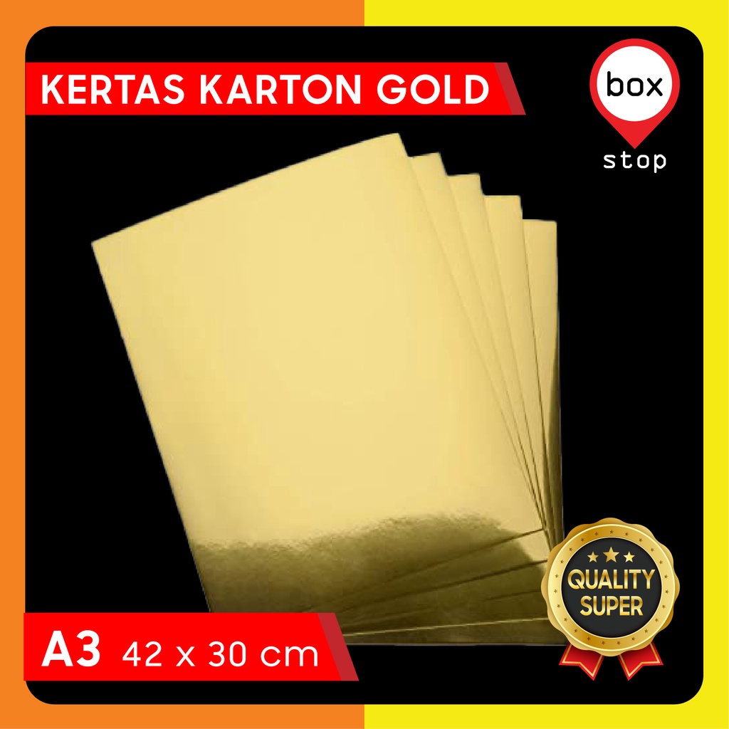 

HJK Karton Emas - Kertas Emas - Gold Paper - 42x30 cm (A3) 5lb