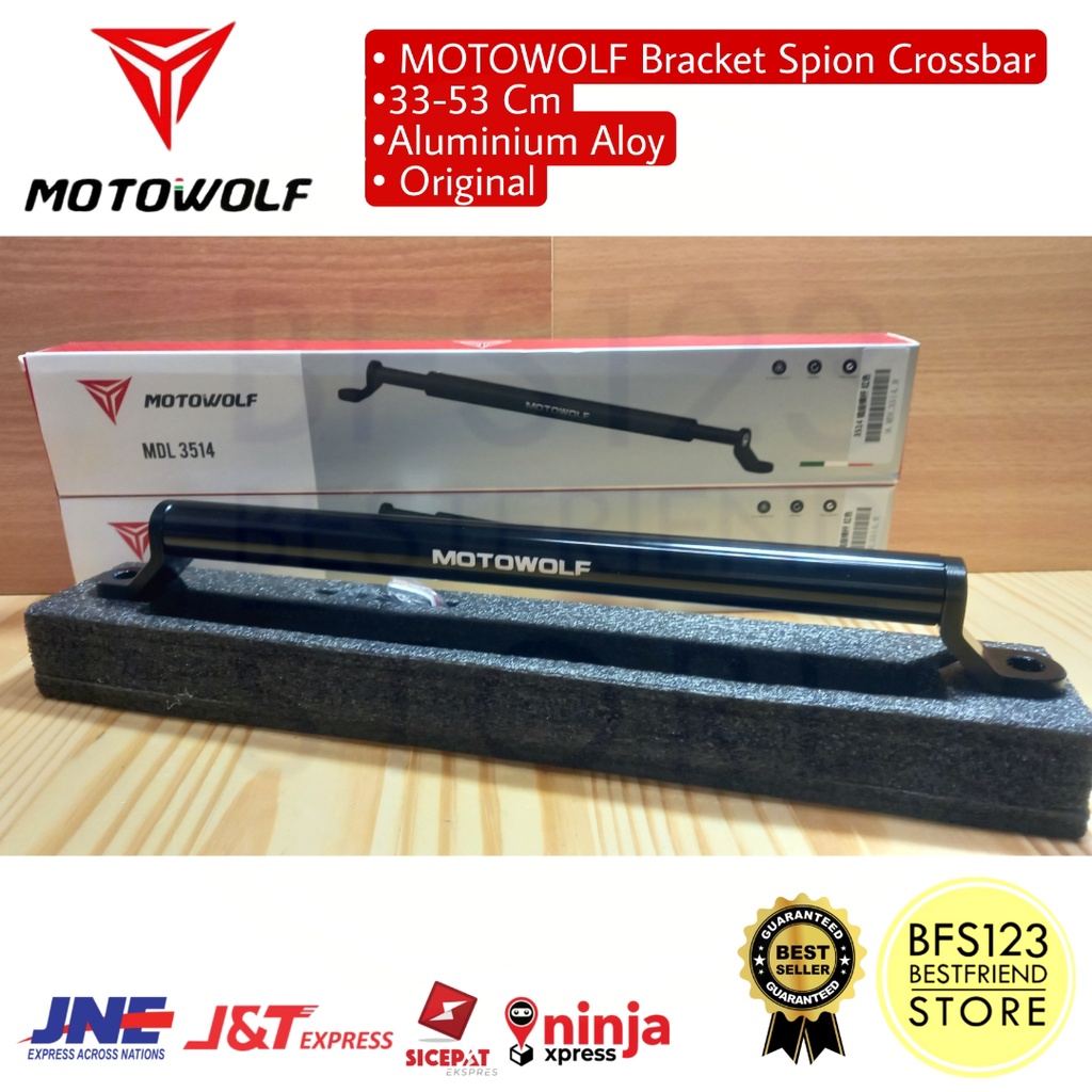 MOTOWOLF Bracket Spion Crossbar Multifungsi 33-53 Cm Aluminium Aloy