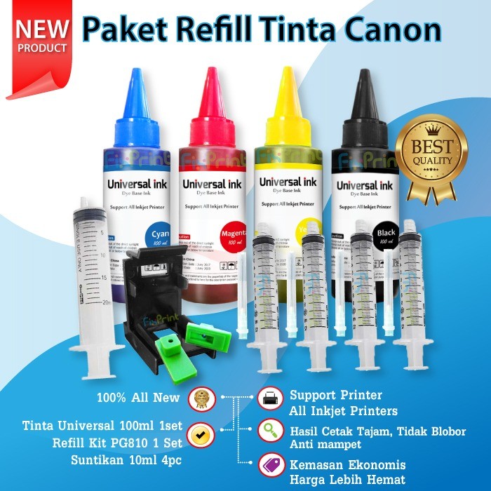 Paket Refill Tinta Printer Canon Refill Kit Model Pendek FPTS332
