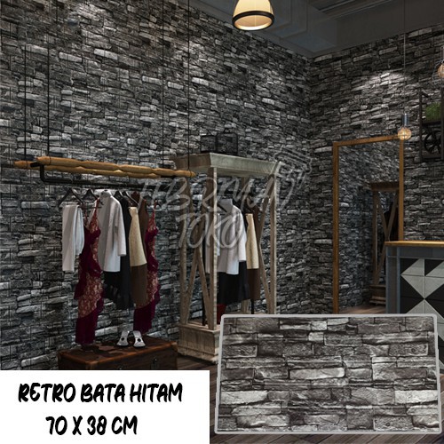 [BAYAR DITEMPAT] - TERLARIS! Wallpaper 3D Modern Wood Foam Batik BRICKFOAM BATIK PLAFON WALLPAPER MU-FOAM BATA ABU