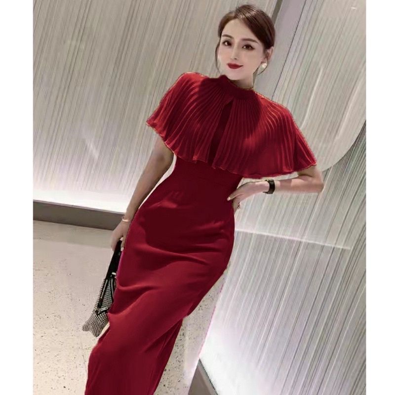 MDLV ~ 2463 Cape Dress 2pcs Set Dress Women Set Premium Cheongsam Fashion Import