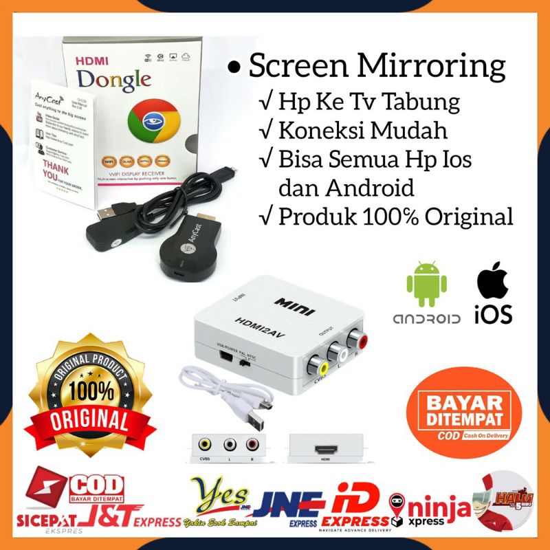 ANYCAST WIFI DISPLAY RECEIVER HDMI DONGLE / ALAT BANTU DARI HP KE TV TABUNG