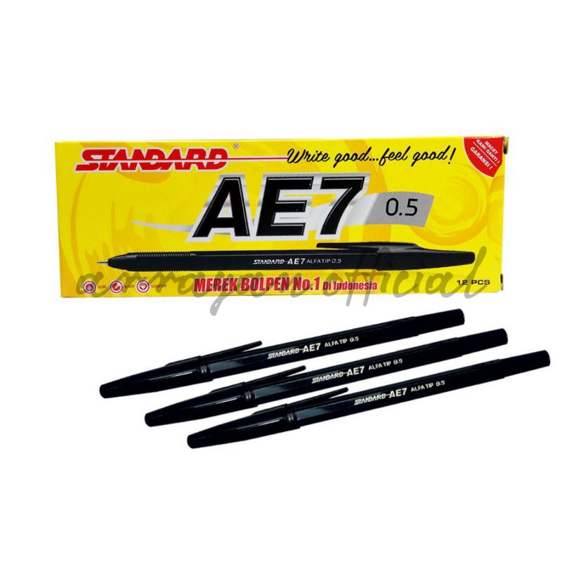 

PEN STANDAR AE7 HITAM - PULPEN STANDARD AE7 PAK ISI 12 PCS