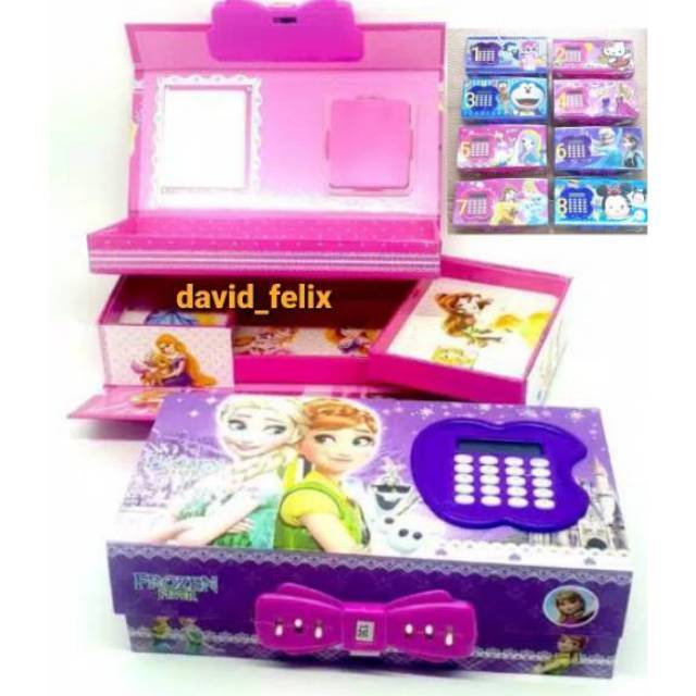 Kotak Pensil Animasi 3D+Kalkulator Kunci Kode+3 Tingkat