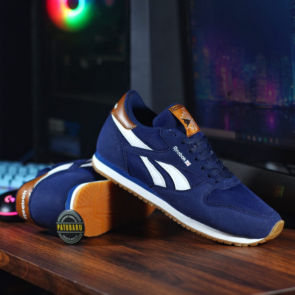 Sepatu Pria Reebok Classics Navy Putih Gum Premium Import Vietnam Grade Original Kualitas 1 TERMURAH
