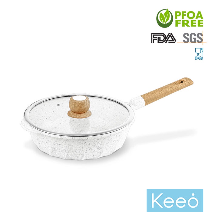 Cooklover 24 cm Wajan Penggorengan Anti Lengket Granit dgn Tutup (Deep Fry Pan) Putih