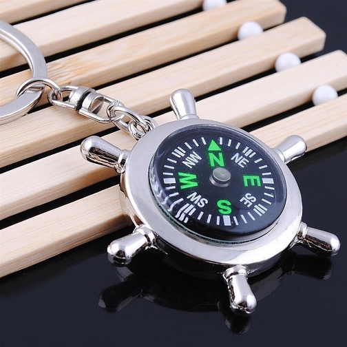 Gantungan Kunci Kompas Stainless Steel Compass Keren Cool Gaul