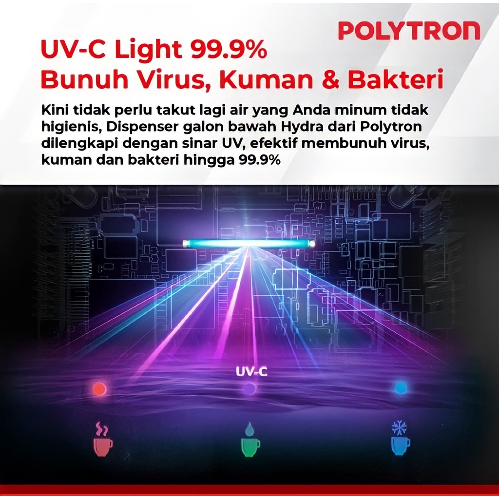 Polytron Dispenser Galon Bawah Hydra dengan UV PWC 778XUV - Hitam