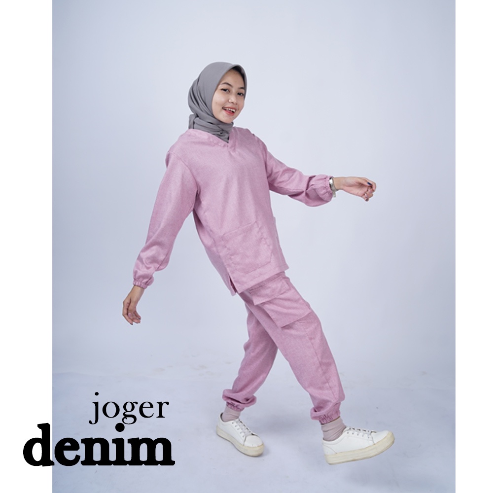 Baju ok oka cargo joger denim dan drill