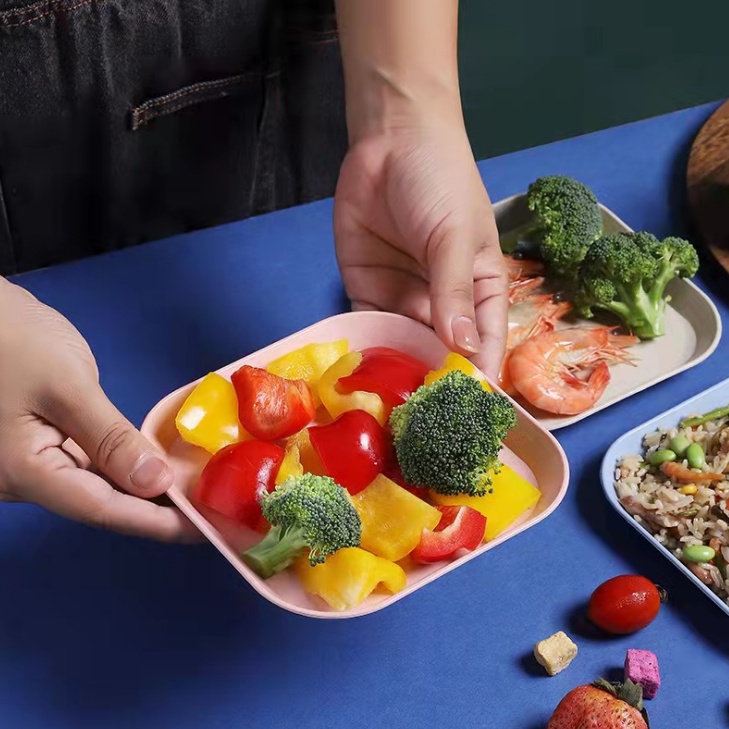 OSM JKT H5233 Piring Jerami Persegi / Piring Saji / Piring Buah / Wadah Buah / Piring Snack / Piring Plastik-6