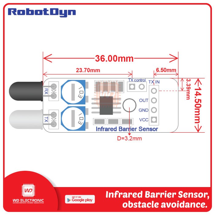 ROBOTDYN INFRARED OBSTACLE AVOIDANCE SENSOR